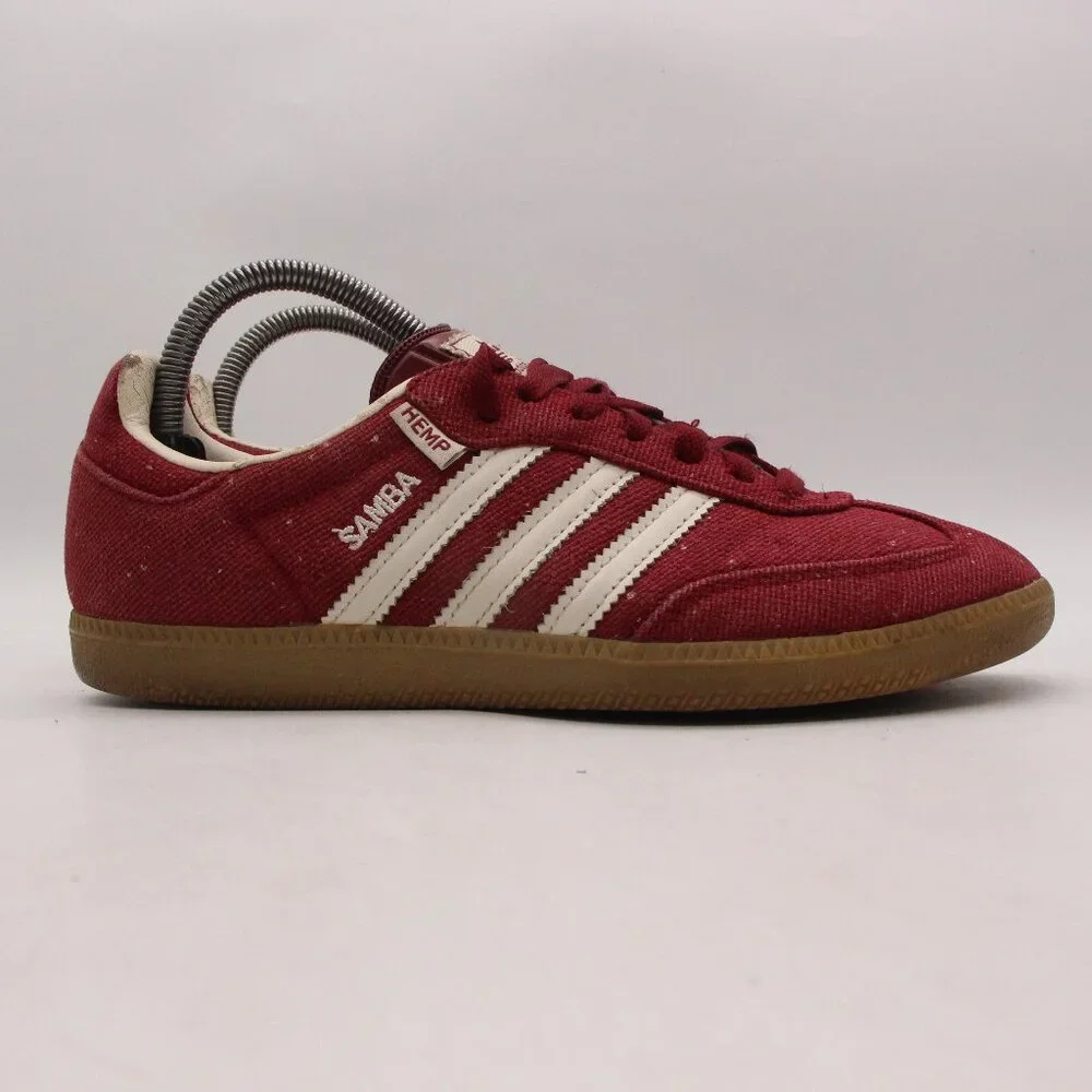 Adidas Samba HEMP Shoes Men Size 7 Red Burgundy Soccer Skateboarding Sneakers